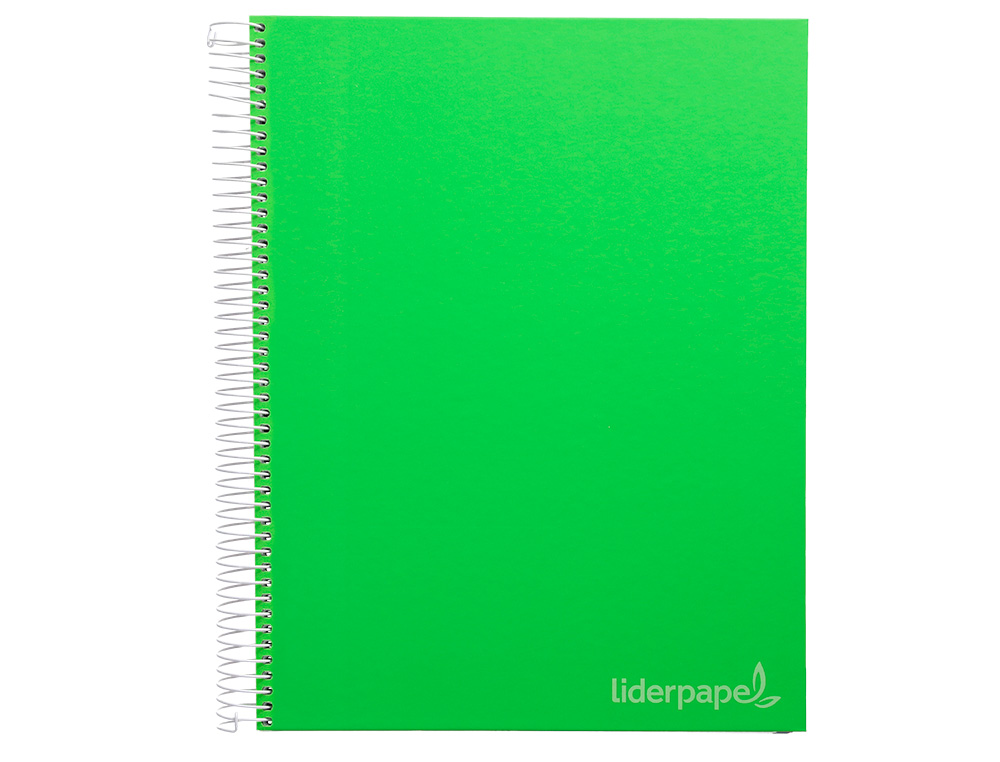 CADERNO ESPIRAL LIDERPAPEL JOLLY MICRO DIN A4 CAPA FORRADA 140 F 75 GR QUADRICULA 5MM 5 BANDAS DE CORES 4 FUROS COR VERD