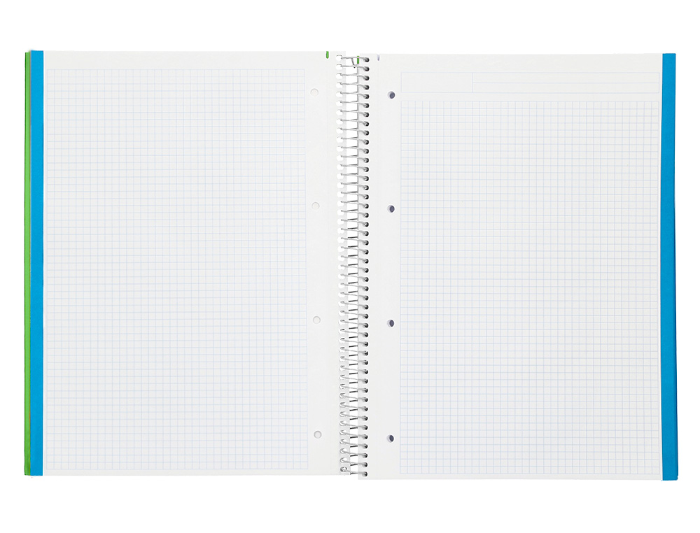 CADERNO ESPIRAL LIDERPAPEL JOLLY MICRO DIN A4 CAPA FORRADA 140 F 75 GR QUADRICULA 5MM 5 BANDAS DE CORES 4 FUROS COR VERD