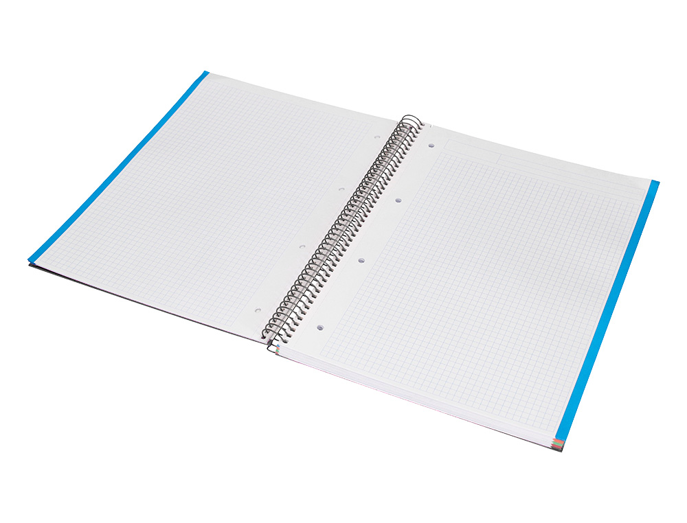 CADERNO ESPIRAL LIDERPAPEL JOLLY MICRO DIN A4 CAPA FORRADA 140 F 75 GR QUADRICULA 5MM 5 BANDAS DE CORES 4 FUROS COR PRET