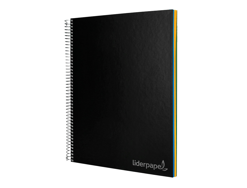 CADERNO ESPIRAL LIDERPAPEL JOLLY MICRO DIN A4 CAPA FORRADA 140 F 75 GR QUADRICULA 5MM 5 BANDAS DE CORES 4 FUROS COR PRET