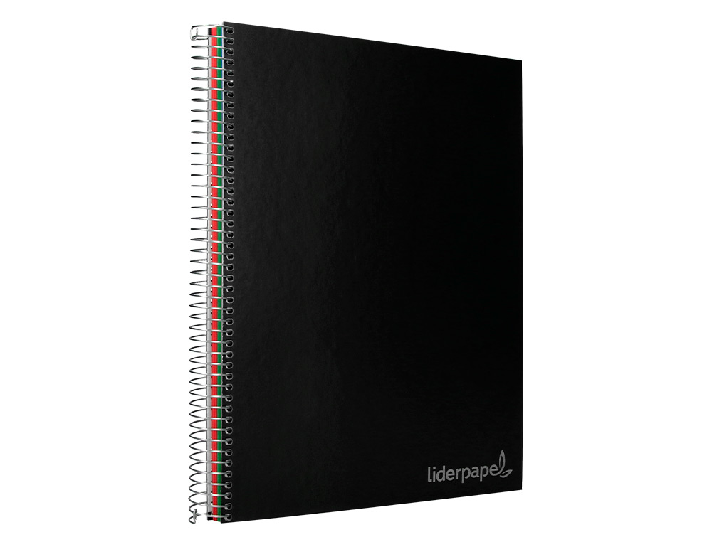 CADERNO ESPIRAL LIDERPAPEL JOLLY MICRO DIN A4 CAPA FORRADA 140 F 75 GR QUADRICULA 5MM 5 BANDAS DE CORES 4 FUROS COR PRET