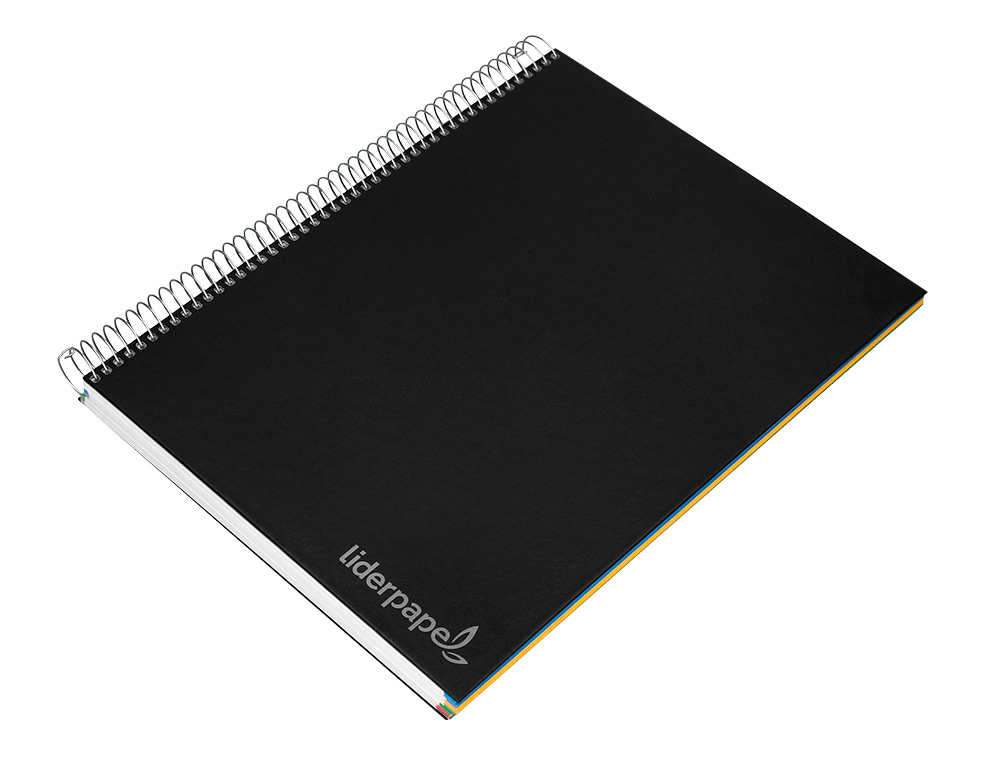 CADERNO ESPIRAL LIDERPAPEL JOLLY MICRO DIN A4 CAPA FORRADA 140 F 75 GR QUADRICULA 5MM 5 BANDAS DE CORES 4 FUROS COR PRET