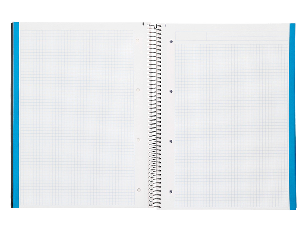 CADERNO ESPIRAL LIDERPAPEL JOLLY MICRO DIN A4 CAPA FORRADA 140 F 75 GR QUADRICULA 5MM 5 BANDAS DE CORES 4 FUROS COR PRET