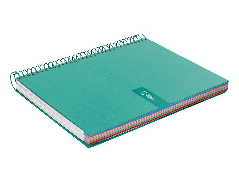 CADERNO ESPIRAL LIDERPAPEL CRAFTY MICRO DIN A4 CAPA FORRADA 120 F 90 GR QUADRICULA 5MM 5 BANDAS DE CORES 4 FUROS COR TUR