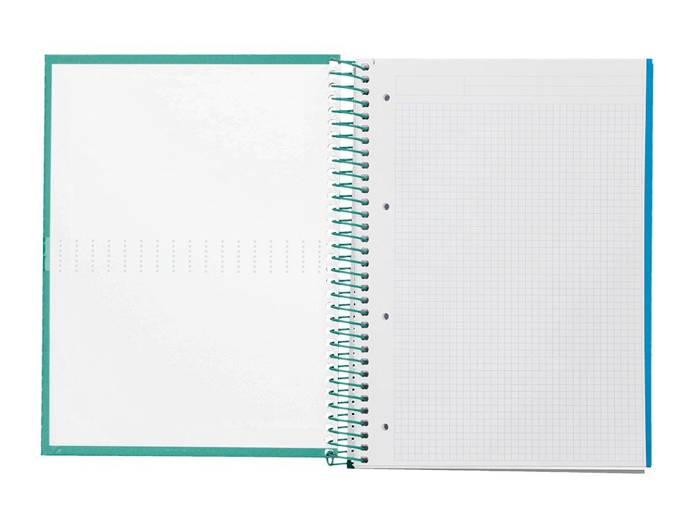 CADERNO ESPIRAL LIDERPAPEL CRAFTY MICRO DIN A4 CAPA FORRADA 120 F 90 GR QUADRICULA 5MM 5 BANDAS DE CORES 4 FUROS COR TUR