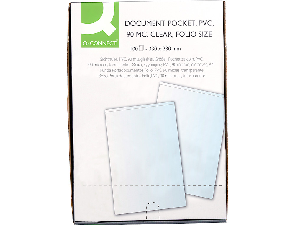 BOLSA CATALOGO Q-CONNECT FOLIO 90 MICRONS PVC TRANSPARENTE