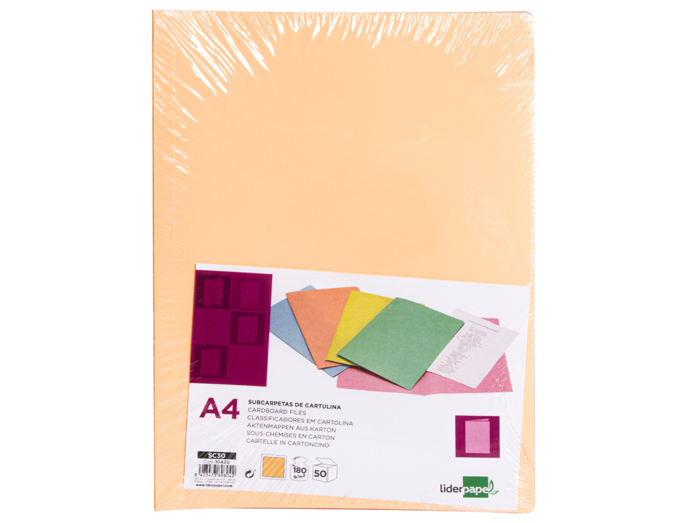 CLASSIFICADOR LIDERPAPEL DIN A4 LARANJA PASTEL 180GR