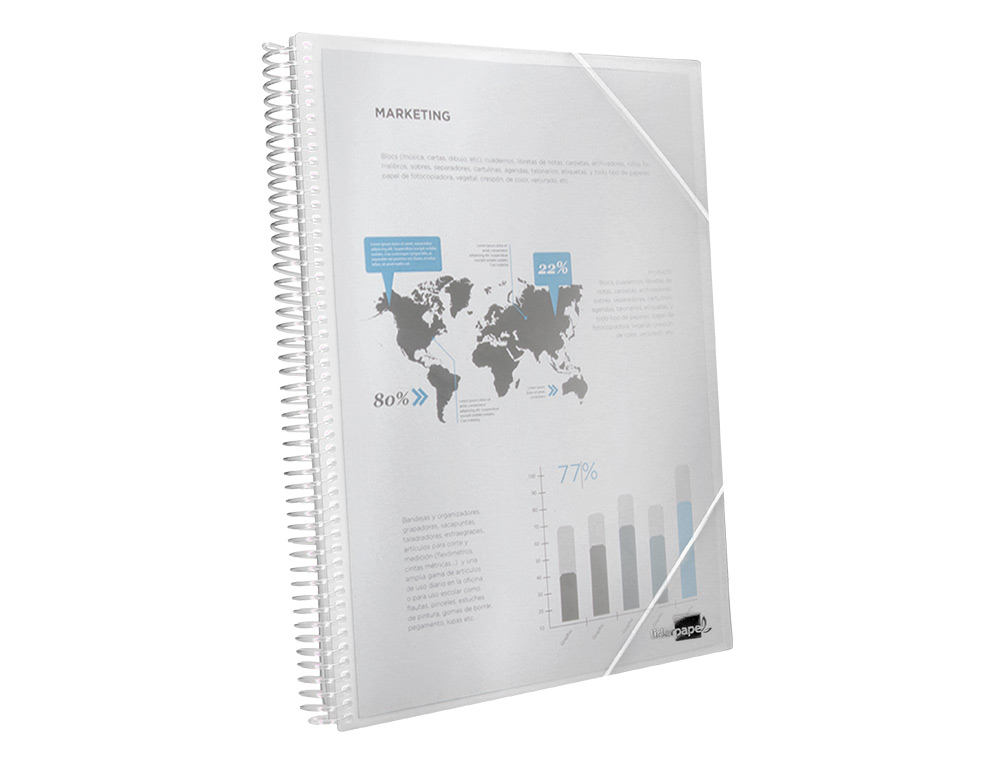 CAPA CATALOGO LIDERPAPEL COM ESPIRAL 60 BOLSAS POLIPROPILENO DIN A4 TRANSPARENTE