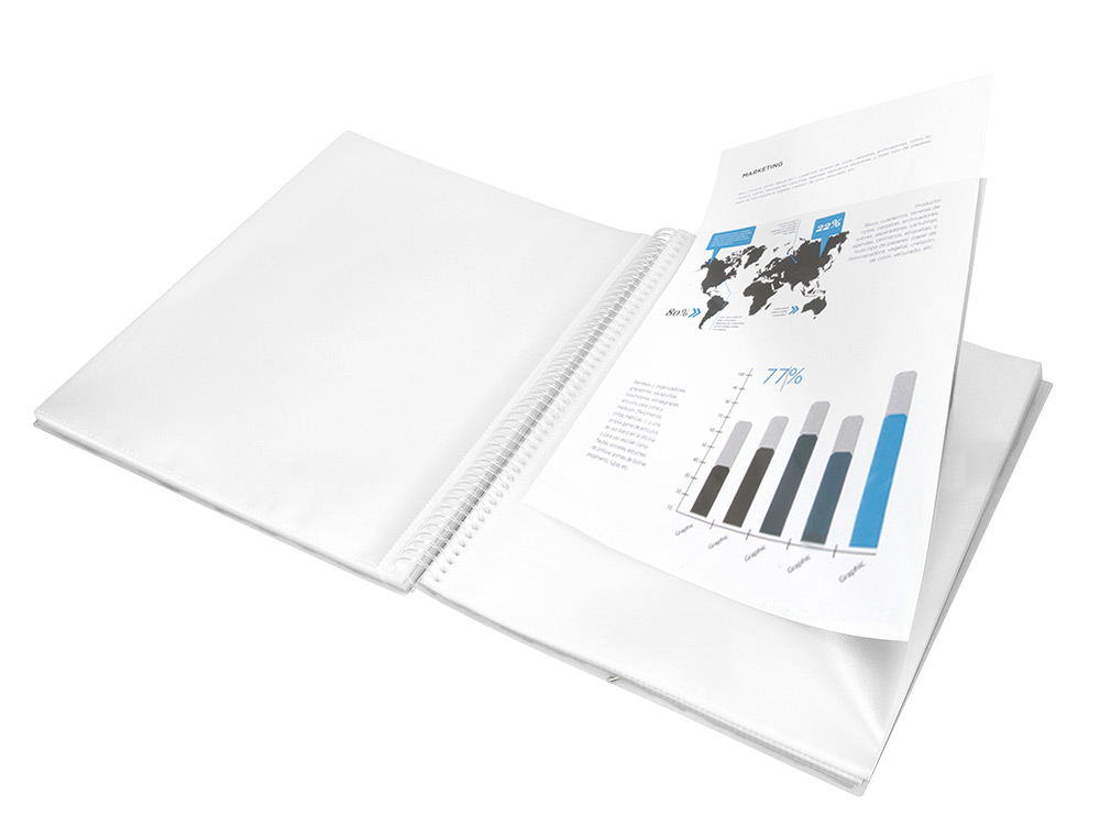 CAPA CATALOGO LIDERPAPEL COM ESPIRAL 60 BOLSAS POLIPROPILENO DIN A4 TRANSPARENTE