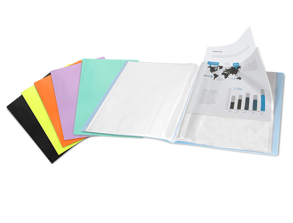 CAPA CATALOGO LIDERPAPEL 10 BOLSAS POLIPROPILENO DIN A4 LARANJA FLUOR OPACO