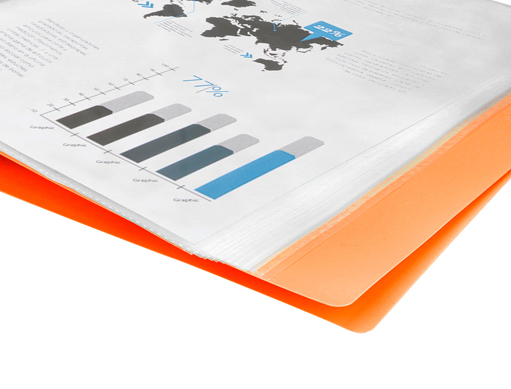 CAPA CATALOGO LIDERPAPEL 10 BOLSAS POLIPROPILENO DIN A4 LARANJA FLUOR OPACO