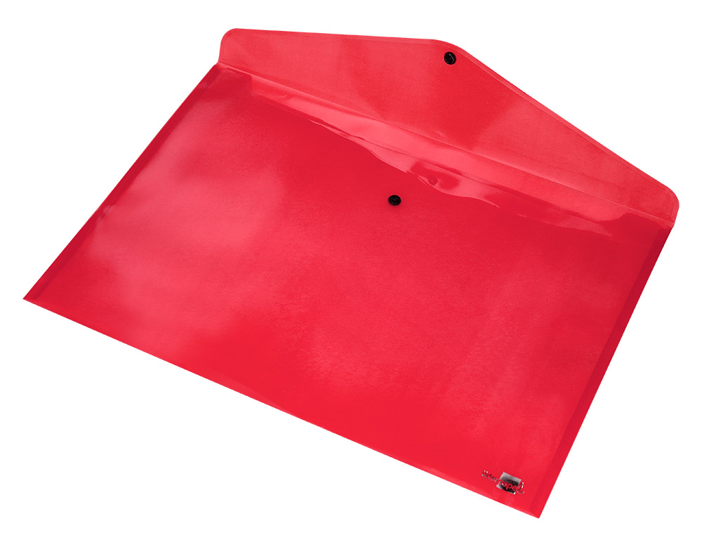BOLSA PORTA DOCUMENTOS LIDERPAPEL COM MOLA DIN A3 VERMELHO TRANSLUCIDO