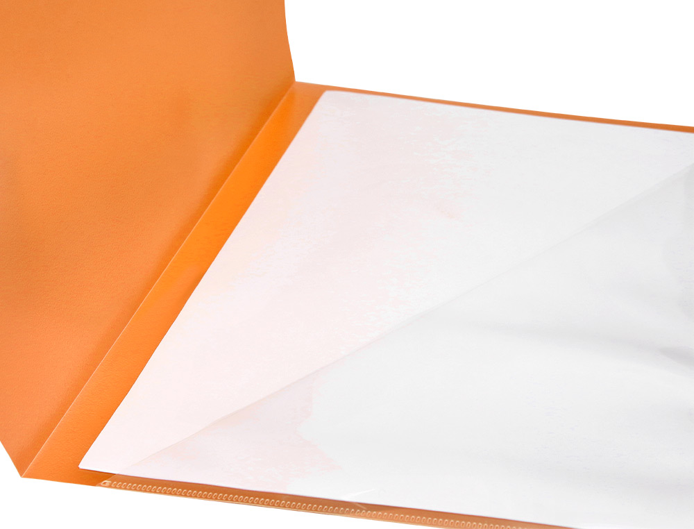 BOLSA DOSSIER LIDERPAPEL DIN A4 POLIPROPILENO 180 MICRONS LARANJA FLUOR OPACO 20 FOLHAS
