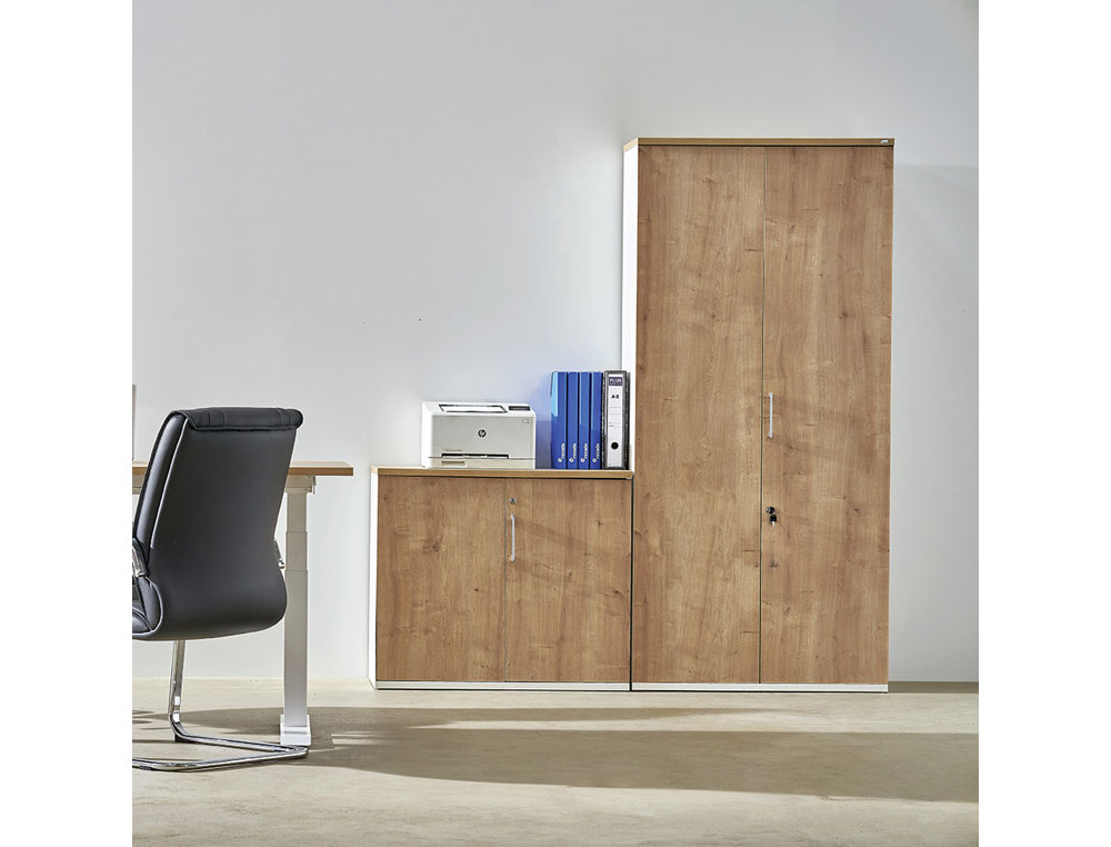 ARMARIO ROCADA COM TRES ESTANTES E DOIS PORTAS INFERIORES SERIE STORE 195X90X45 CM ACABAMENTO AW04 BRANCO/BRANCO