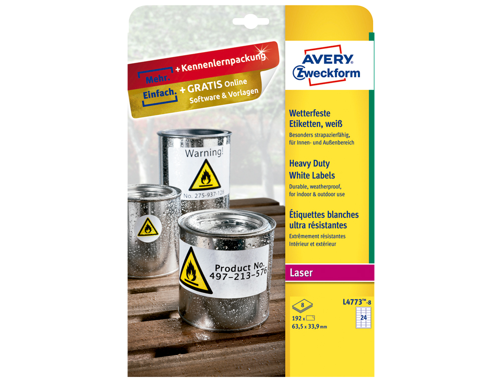 ETIQUETA ADESIVA AVERY POLIESTER BRANCO 99,1X139 MM PARA IMPRESSORA LASER PACK DE 32 UNIDADES