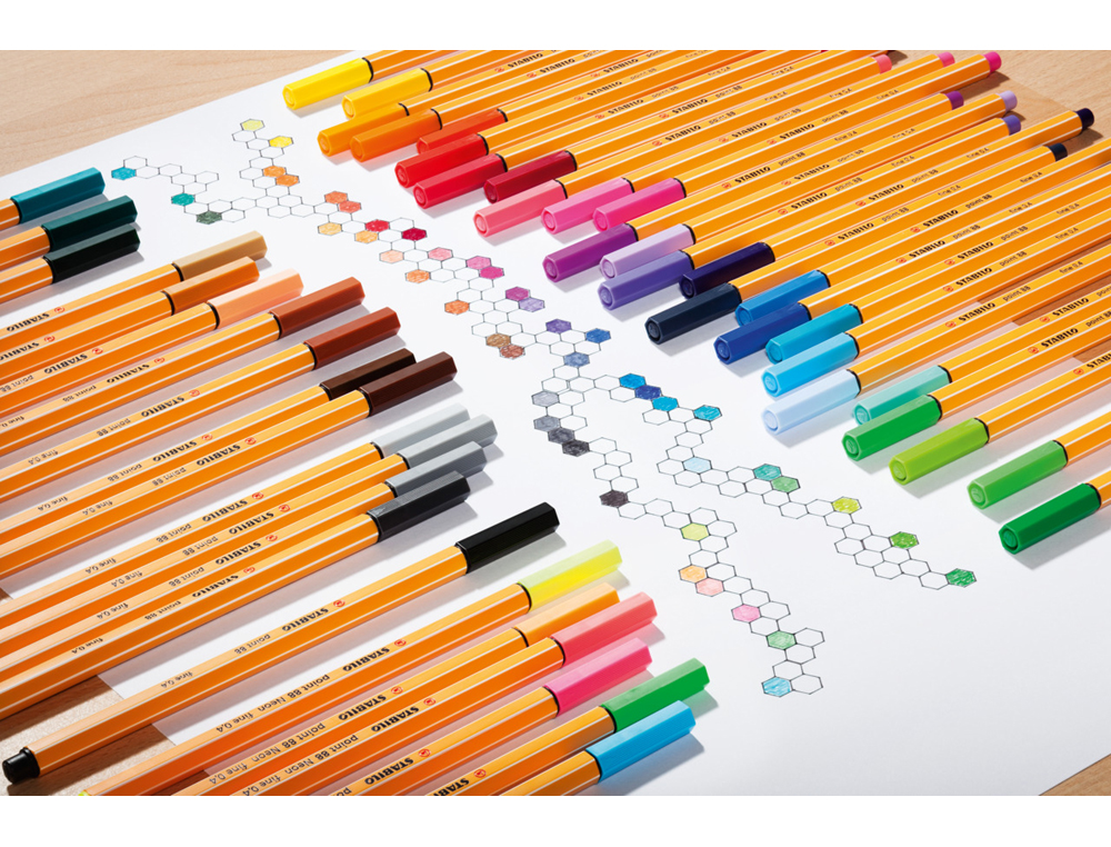 MARCADOR STABILO PONTA DE FIBRA POINT 88 BLISTER 6 CORES SORTIDAS NEON