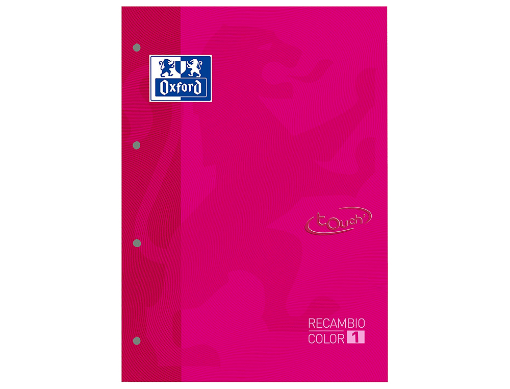 RECARGA COLOR 1 OXFORD DIN A4+ 80 FOLHAS 90 GR QUADRICULA 5 MM CAPA SUAVE 4 FUROS FUCSIA TOUCH