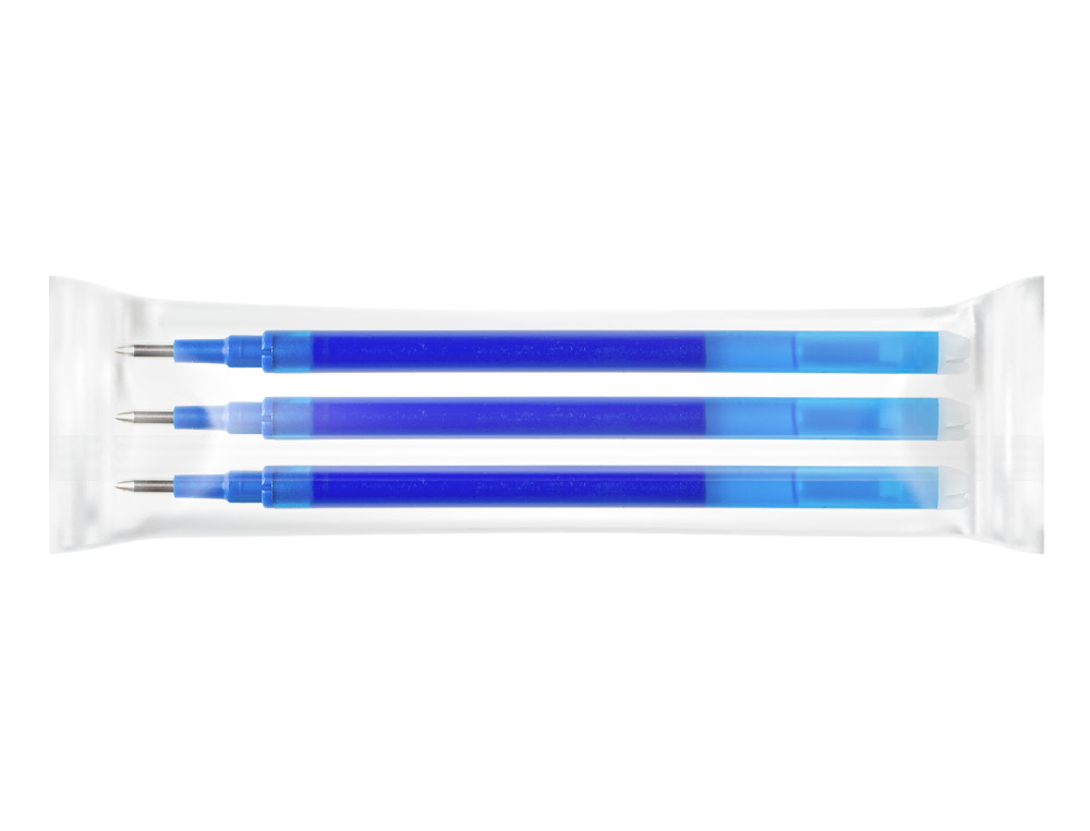 RECARGA ESFEROGRAFICA Q-CONNECT RETRATIL KF11058 APAGAVEL AZUL CAIXA DE 3 UNIDADES