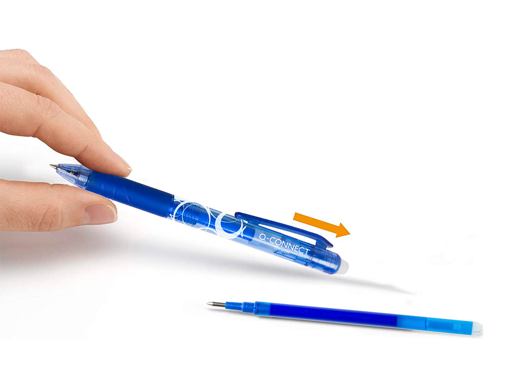RECARGA ESFEROGRAFICA Q-CONNECT RETRATIL KF11058 APAGAVEL AZUL CAIXA DE 3 UNIDADES
