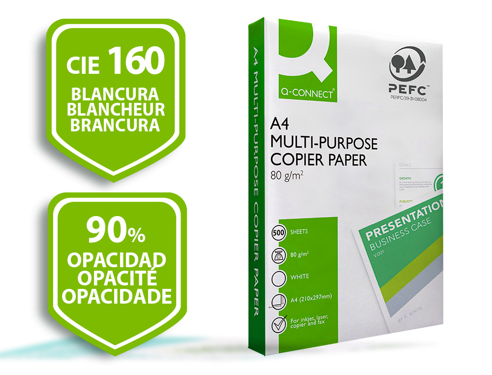 PAPEL FOTOCOPIA Q-CONNECT ECONOMY DIN A4 80 GR EMBALAGEM 500 FOLHAS