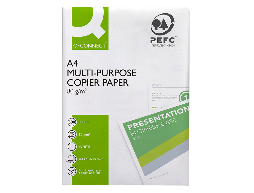 PAPEL FOTOCOPIA Q-CONNECT ECONOMY DIN A4 80 GR EMBALAGEM 500 FOLHAS