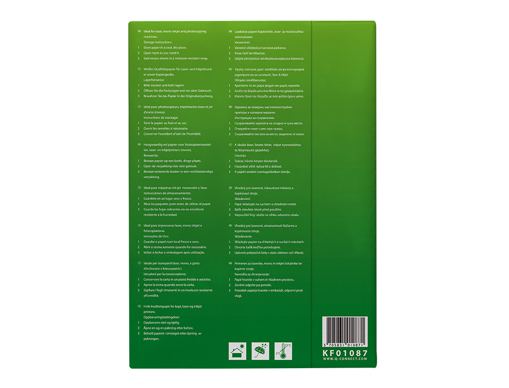 PAPEL FOTOCOPIA Q-CONNECT ECONOMY DIN A4 80 GR EMBALAGEM 500 FOLHAS