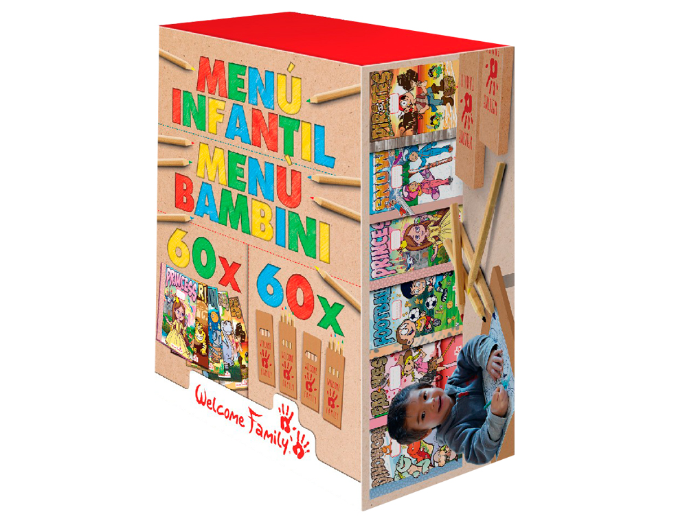 KIT PARA PINTAR WELCOME FAMILY COM 60 CADERNOS PARA COLORIR E 60 CAIXAS DE 4 LAPIS DE CORES SORTIDAS