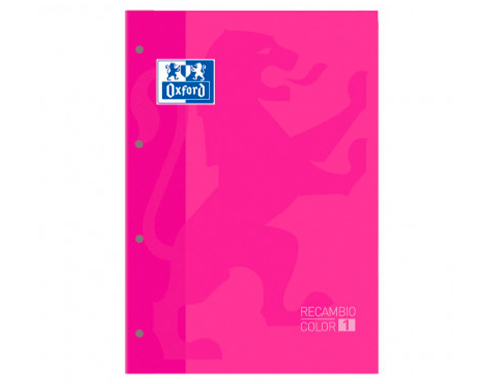 RECARGA COR 1 OXFORD DIN A4+ 80 FOLHAS 90 GR QUADRICULA 5 MM 4 FUROS COR FUCSIA