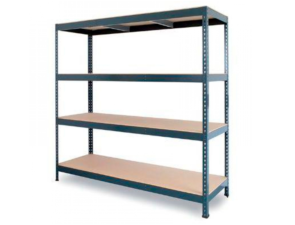 ESTANTE METALICA AR STABIL XL 200X150X60 CM 4 PRATELEIRAS 430 KG POR PRATELEIRA SEM PARAFUSOS COR CINZA AZUL/LARANJA