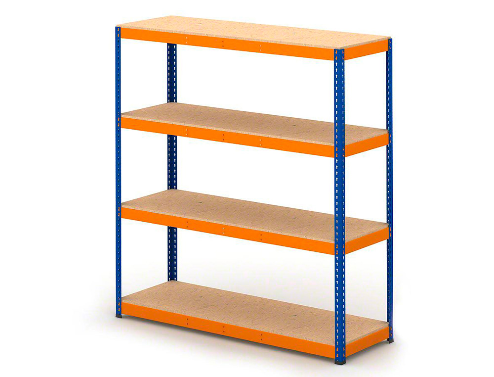 ESTANTE METALICA AR STABIL XL 200X150X60 CM 4 PRATELEIRAS 430 KG POR PRATELEIRA SEM PARAFUSOS COR CINZA AZUL/LARANJA