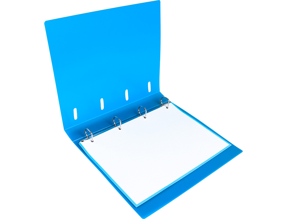 PASTA LIDERPAPEL COM RECARGA POLIPROPILENO DIN A4 4 ANEIS 25MM QUADRICULA 5MM AZUL TRANSLUCIDO