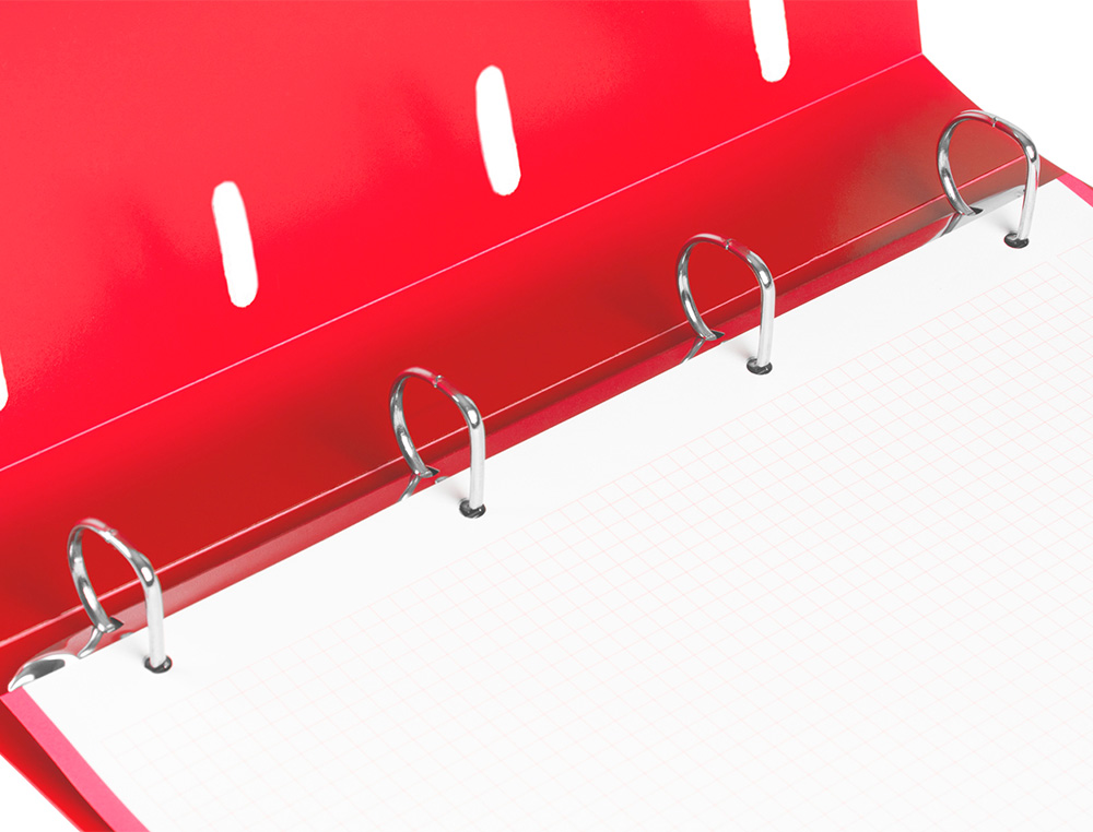 PASTA LIDERPAPEL COM RECARGA POLIPROPILENO DIN A4 4 ANEIS 25MM QUADRICULA 5MM VERMELHO TRANSLUCIDO
