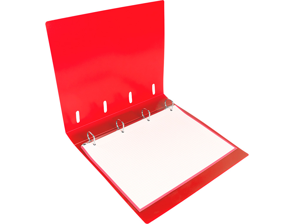 PASTA LIDERPAPEL COM RECARGA POLIPROPILENO DIN A4 4 ANEIS 25MM QUADRICULA 5MM VERMELHO TRANSLUCIDO