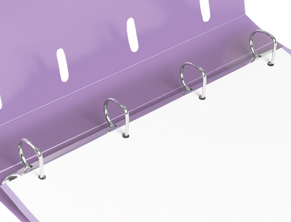 PASTA LIDERPAPEL COM RECARGA POLIPROPILENO DIN A4 4 ANEIS 25MM QUADRICULA 5MM LAVANDA OPACO