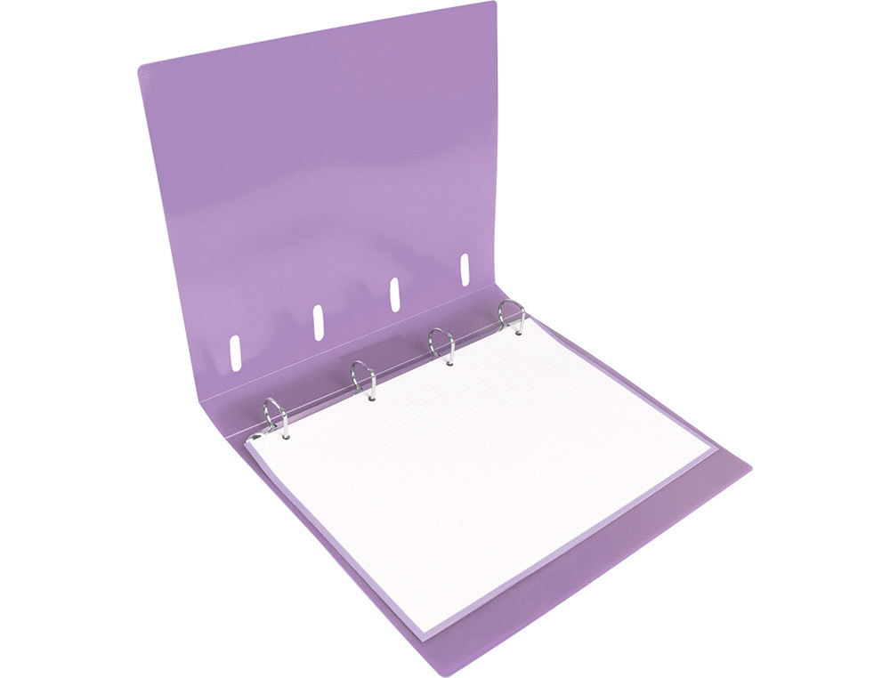 PASTA LIDERPAPEL COM RECARGA POLIPROPILENO DIN A4 4 ANEIS 40MM QUADRICULA 5MM LAVANDA OPACO