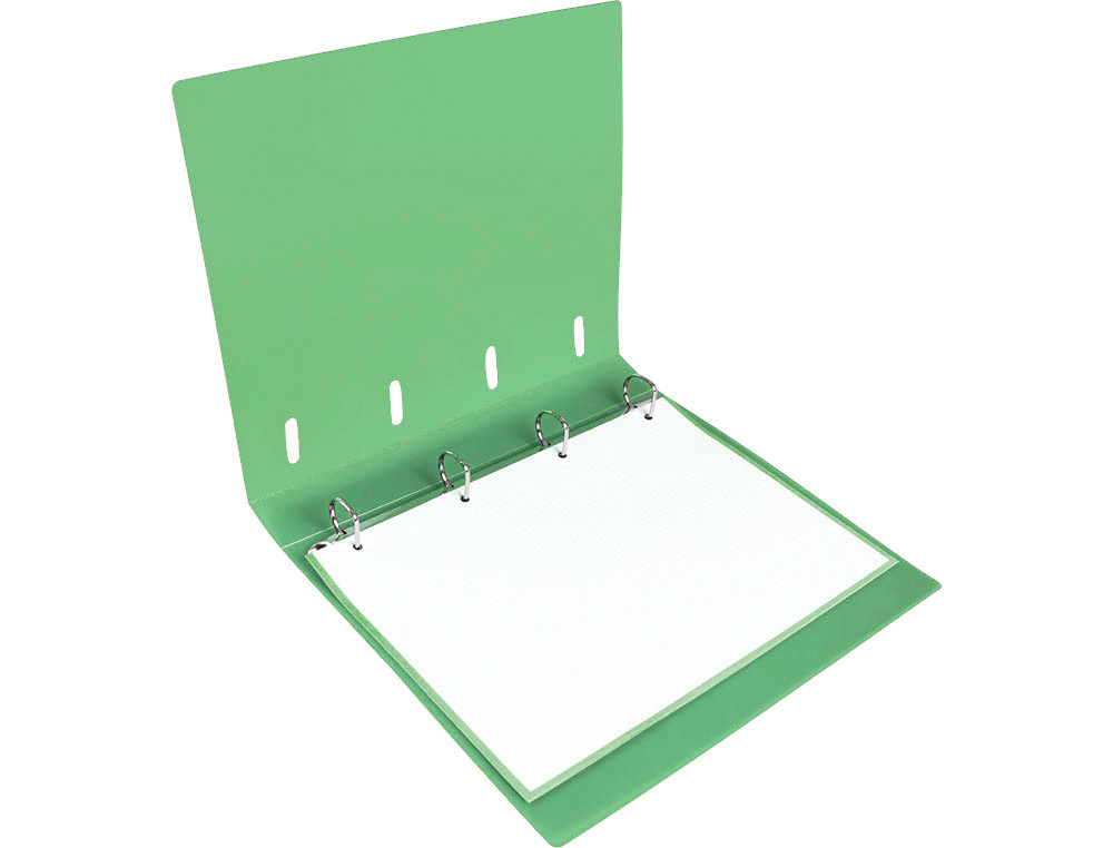 PASTA LIDERPAPEL COM RECARGA POLIPROPILENO DIN A4 4 ANEIS 40MM QUADRICULA 5MM VERDE OPACO