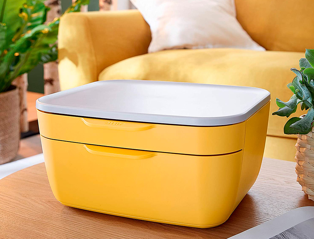 MODULO DE GAVETAS PARA SECRETARIA LEITZ COSY 2 GAVETAS COR AMARELO