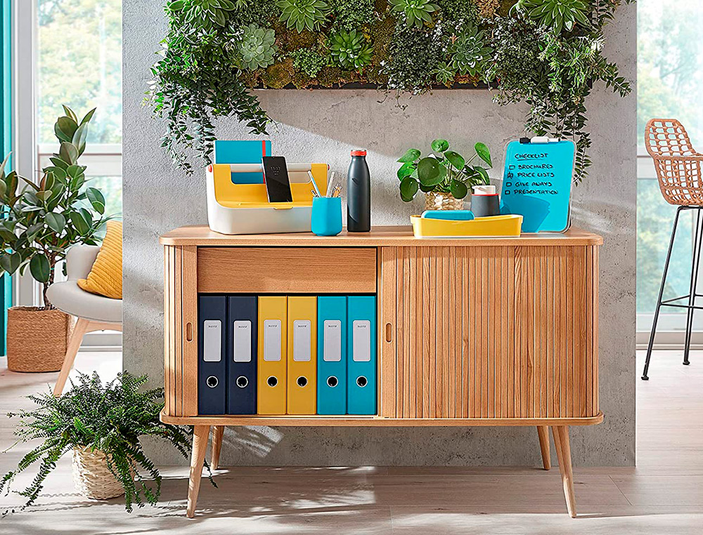 MODULO DE GAVETAS PARA SECRETARIA LEITZ COSY 2 GAVETAS COR AMARELO