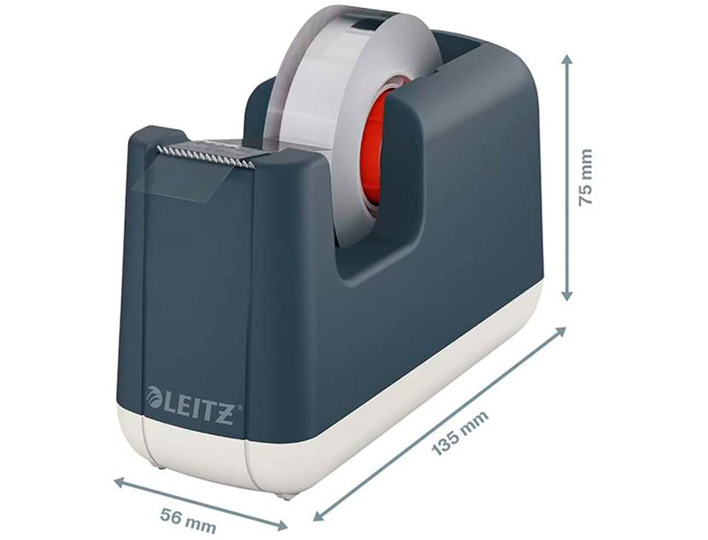 DESENROLADOR DE SECRETARIA LEITZ COSY EM PLASTICO PARA FITAS 33 MT CINZA