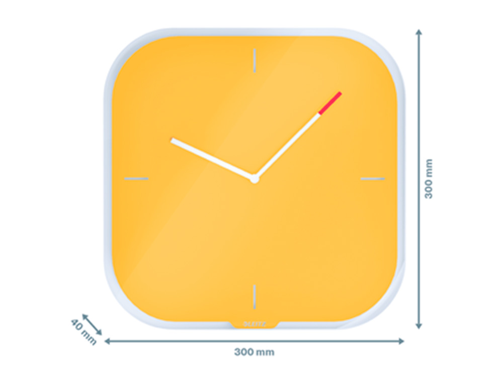 RELOGIO DE PAREDE EM VIDRO LEITZ COSY AMARELO