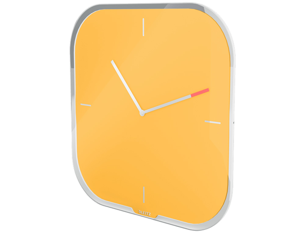 RELOGIO DE PAREDE EM VIDRO LEITZ COSY AMARELO