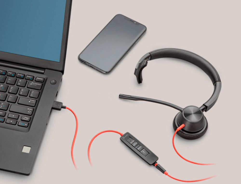 AURICULAR PLANTRONICS BLACKWIRE 3310 DIADEMA MONAURAL CABO USB-A