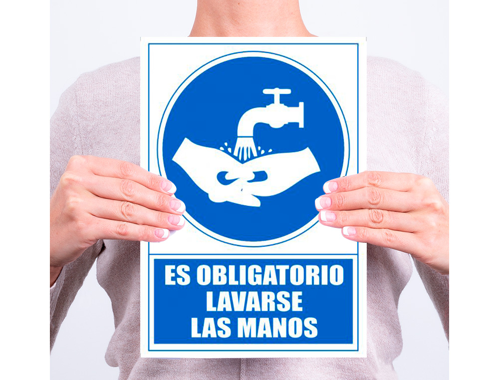 PICTOGRAMA ARCHIVO 2000 OBRIGATORIO LAVAR AS MAOS PVC COR AZUL 210X297 MM