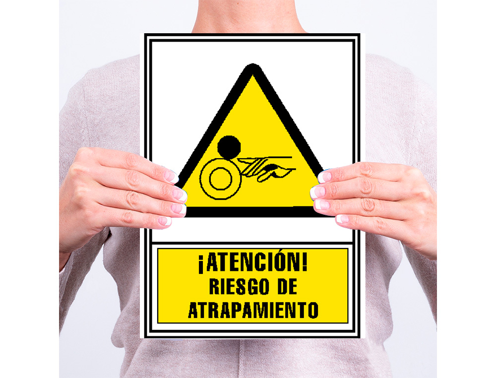 PICTOGRAMA ARCHIVO 2000 ATENCAO RISCO DE APRISIONAMENTO PVC AMARELO LUMINISCENTE 210X297 MM