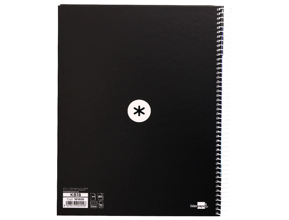 CADERNO ESPIRAL A4 MICRO ANTARTIK CAPA FORRADA 80F 90 GR QUADRICULA 5MM 1 BANDA 4 FUROS COR PRETO