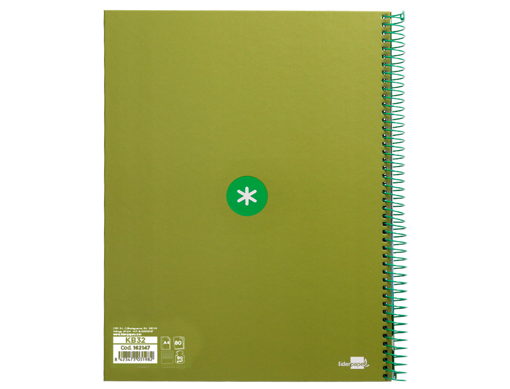 CADERNO ESPIRAL A4 MICRO ANTARTIK CAPA FORRADA 80F 90 GR HORIZONTAL 1 BANDA 4 FUROS COR VERDE