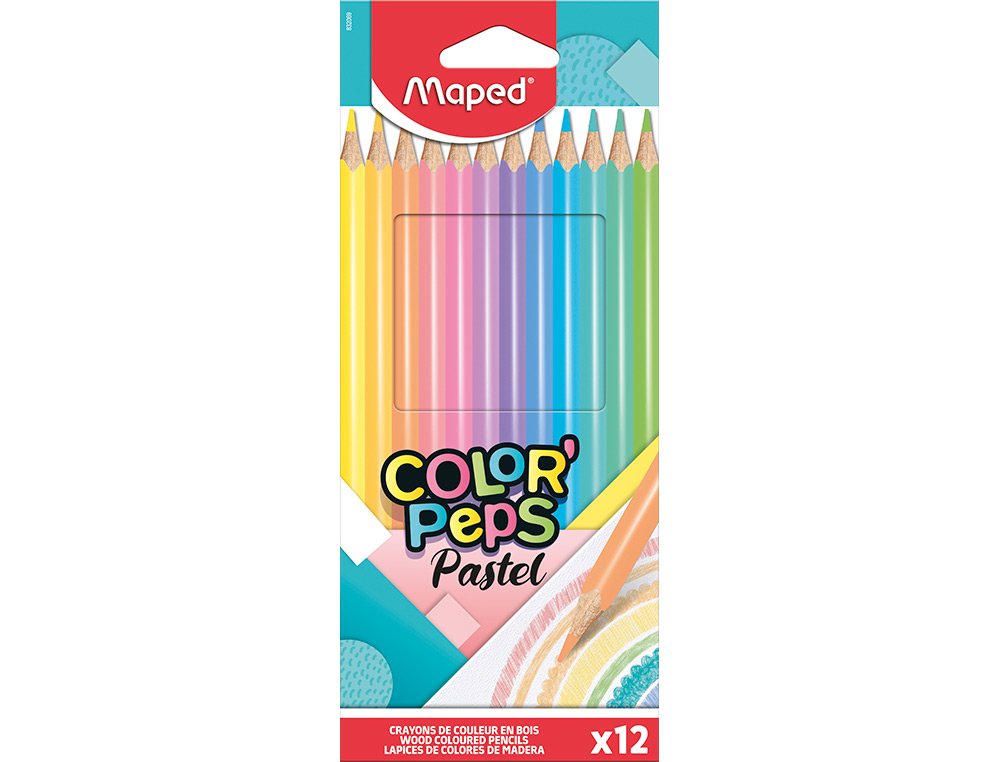 LAPIS DE COR MAPED COLOR PEPS CAIXA DE 12 CORES PASTEL SORTIDAS