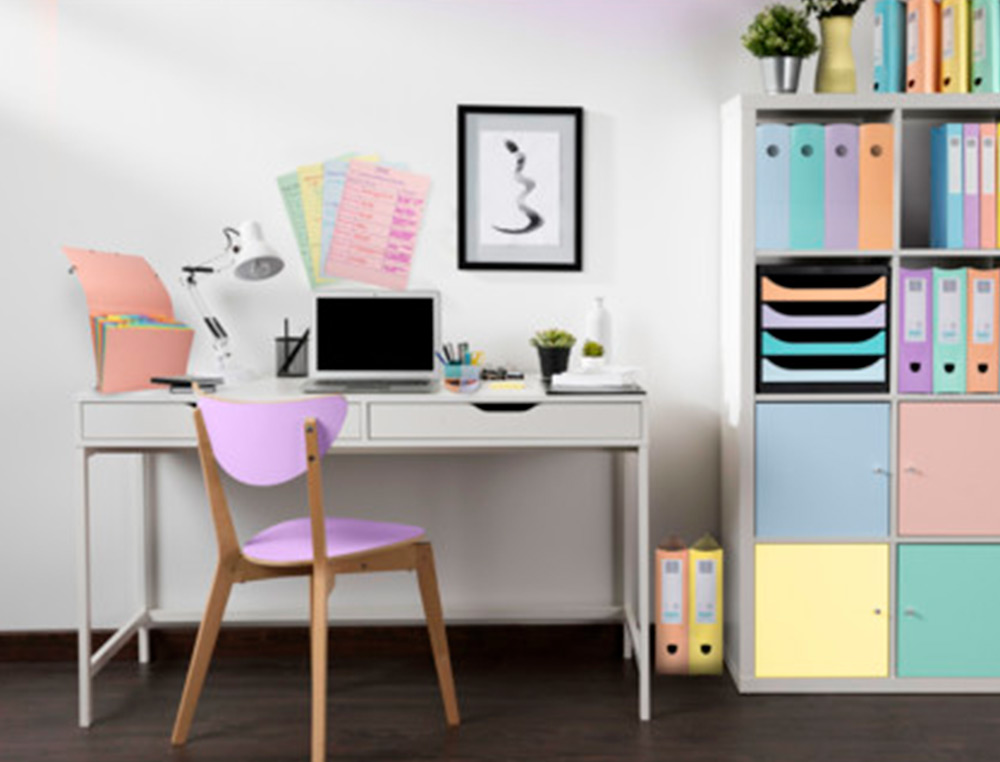 BLOCO CLASSIFICADOR DE SECRETARIA EXACOMPTA BIG-BOX AQUAREL PRETO 4 GAVETAS CORES PASTEL GLOSSY