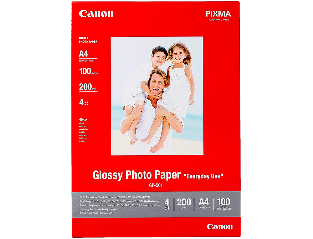 PAPEL FOTO CANON BRILHANTE A4 200 GR EMBALAGEM DE 100 FOLHAS