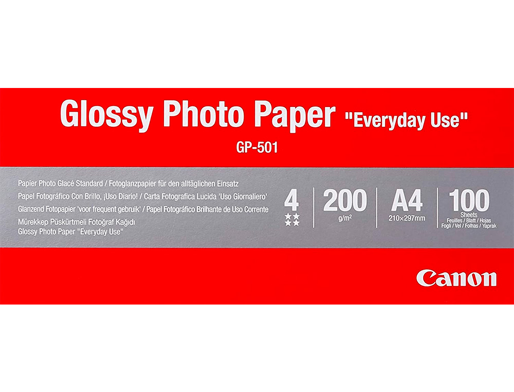 PAPEL FOTO CANON BRILHANTE A4 200 GR EMBALAGEM DE 100 FOLHAS